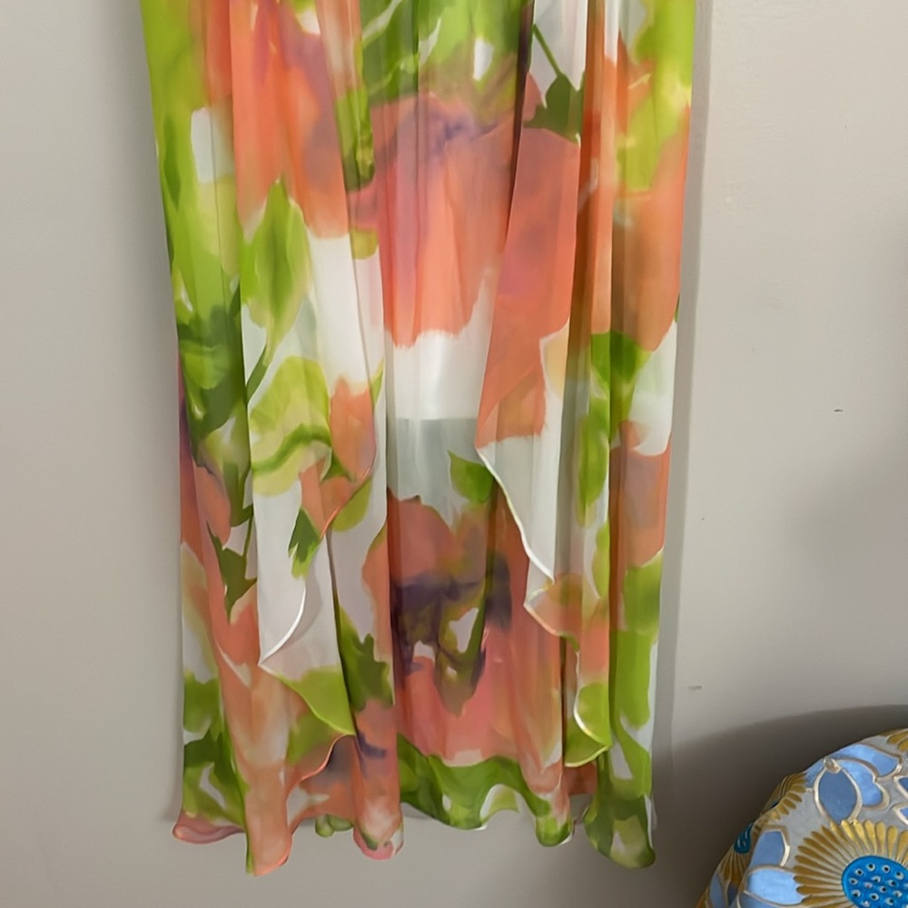 Calvin Klein White Maxi Dress with Pink and Green Floral Print - Picture 3 of 8